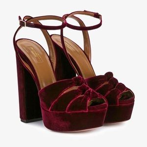 Aquazzura Mira Velvet Plateau Heeled Sandals